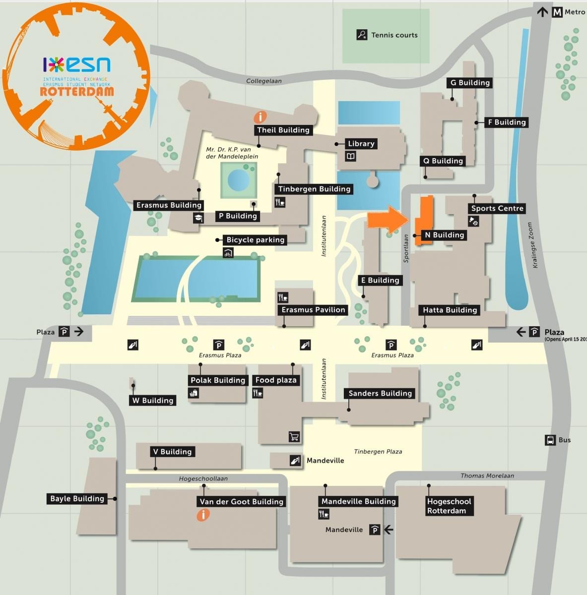 মানচিত্র ইরাসমাস বিশ্ববিদ্যালয়ের Rotterdam 