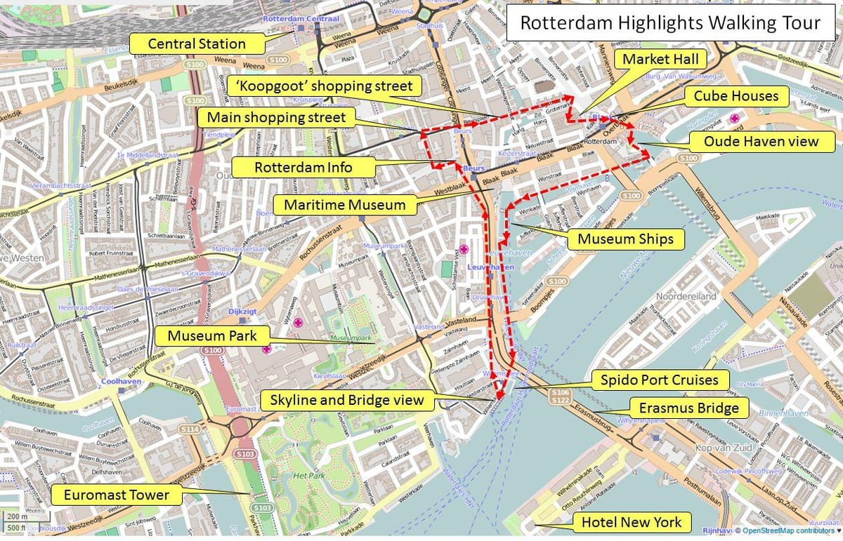 মানচিত্র, Rotterdam, হাঁটা ট্যুর 