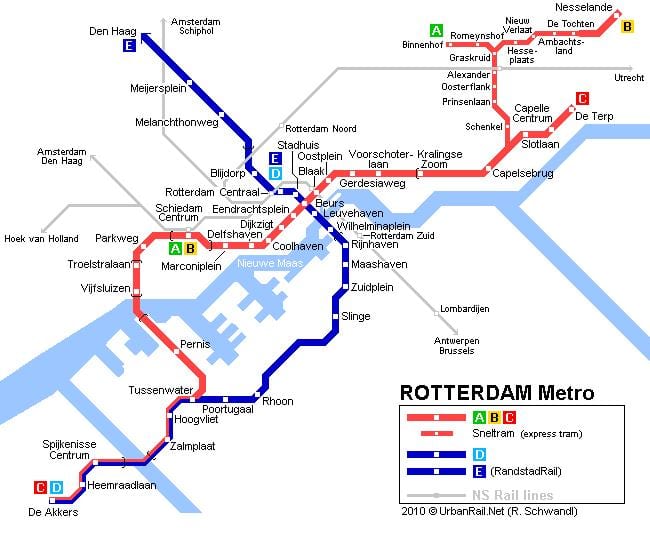 অবঃ Rotterdam ট্রাম মানচিত্র
