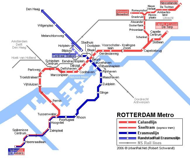 Rotterdam, পাবলিক পরিবহন মানচিত্র