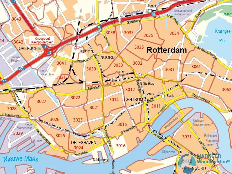 মানচিত্র Rotterdam পোস্টকোড 