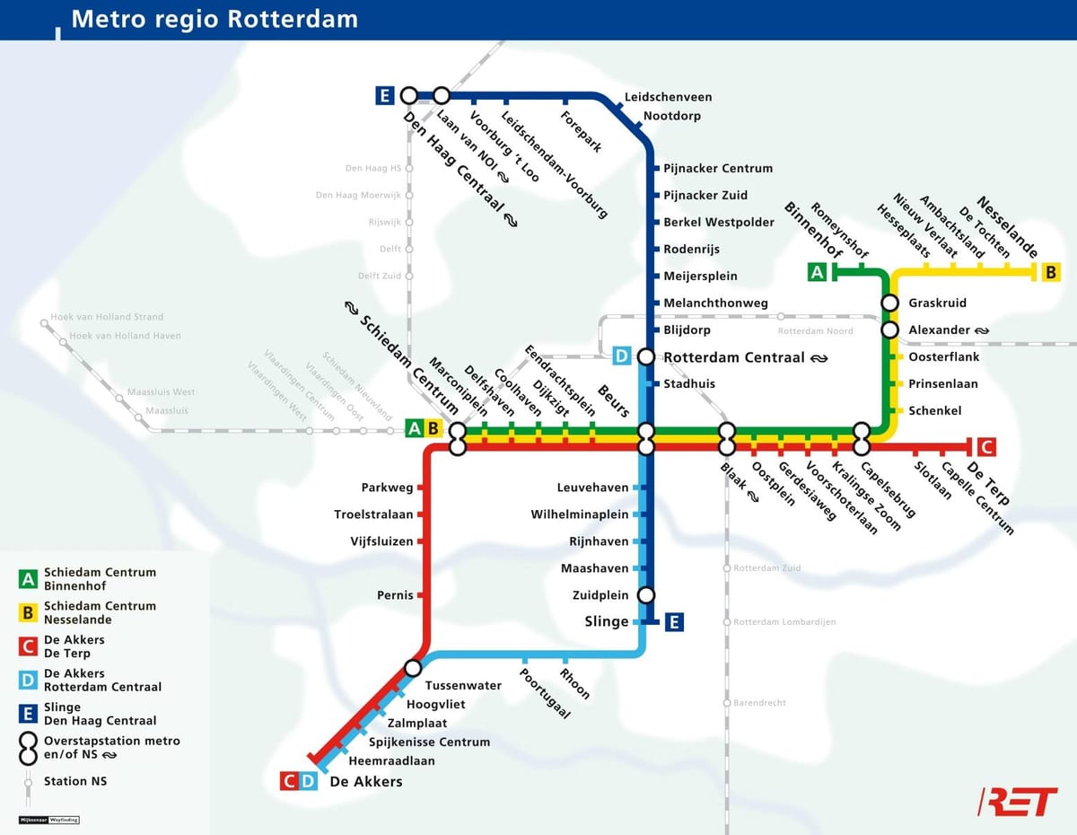 Rotterdam, পাতাল রেল ম্যাপ