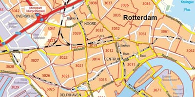 মানচিত্র Rotterdam পোস্টকোড 